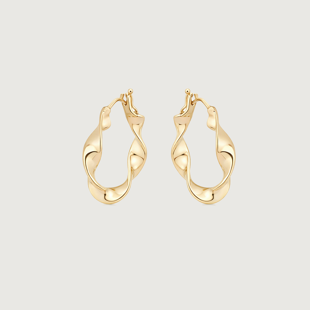 Sculpted Twist Gold Hoop Earrings,,hi-res image number null