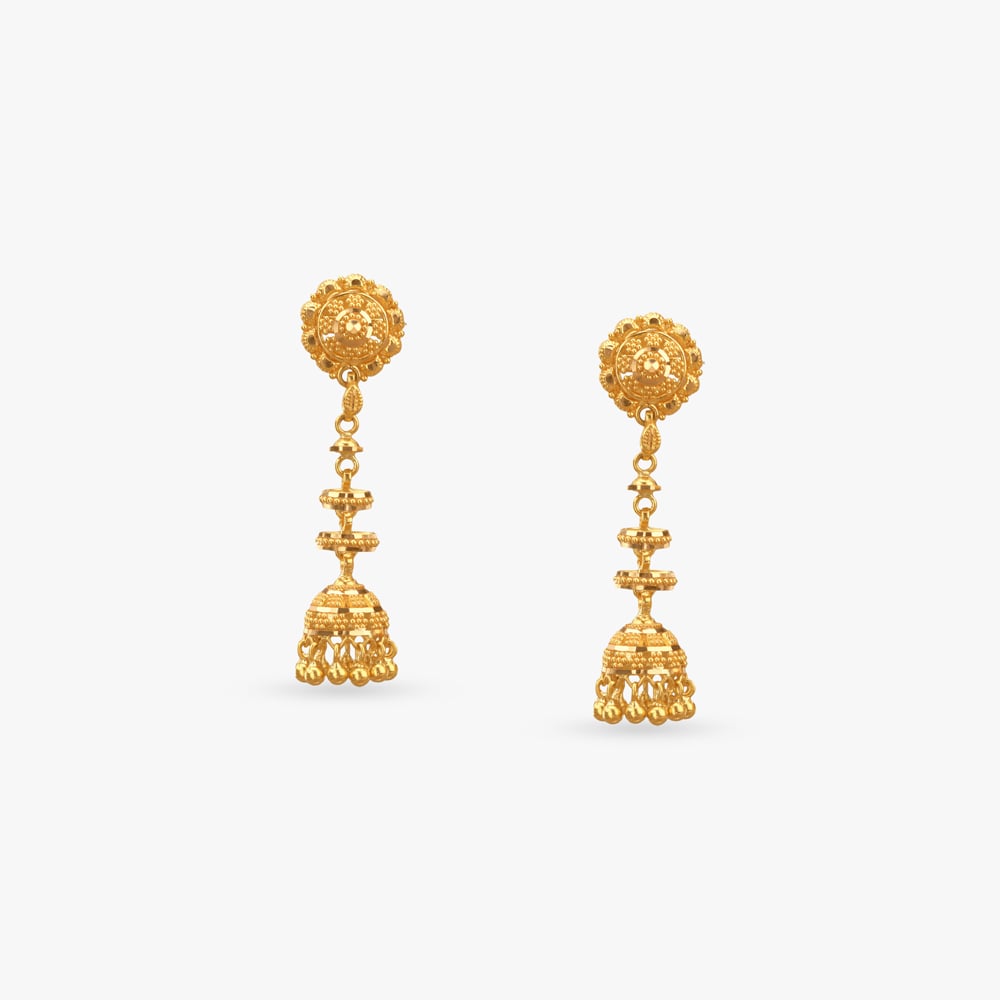 

Step Charm Gold Jhumka Earrings