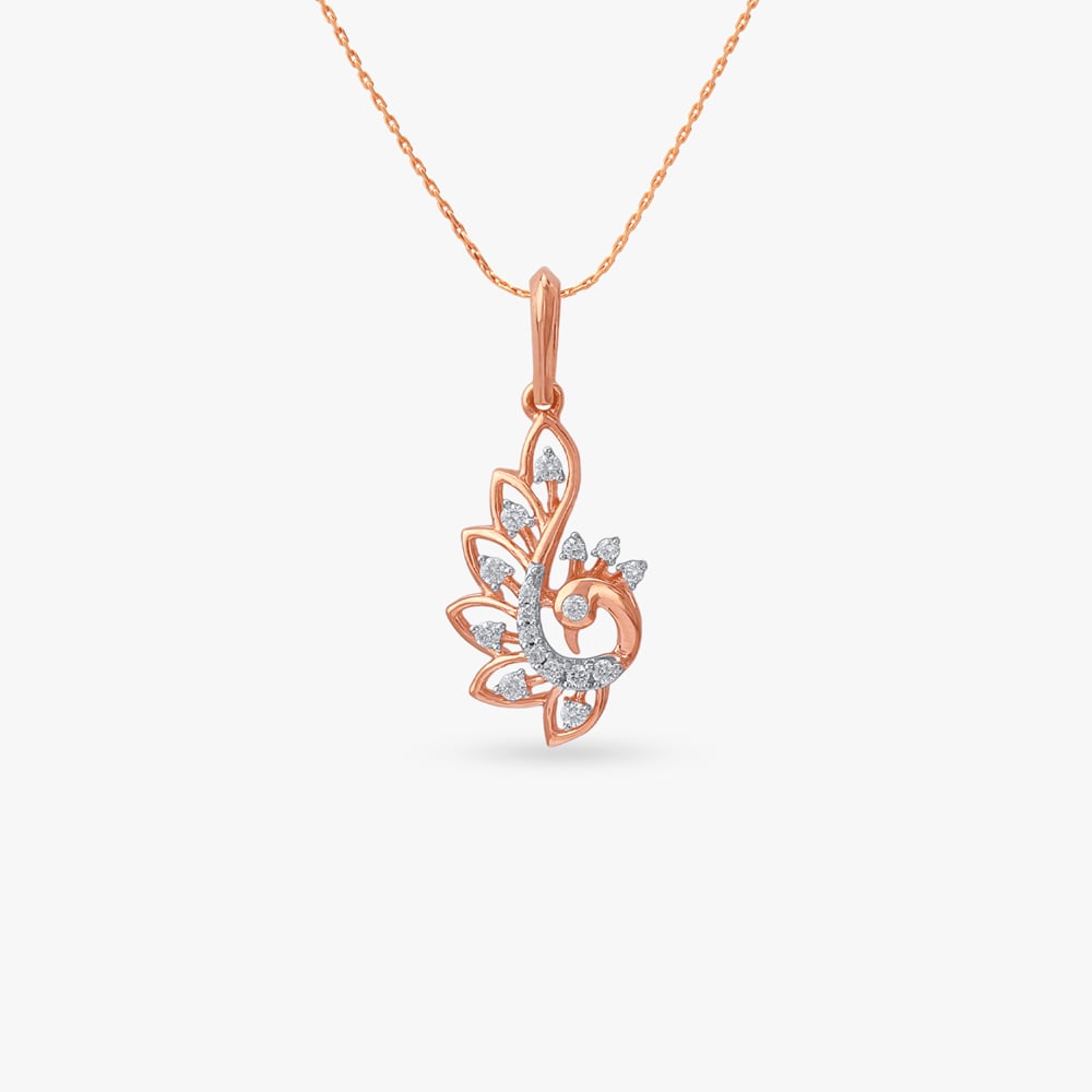 Floral Peacock Diamond Pendant and Earrings Set,,hi-res image number null