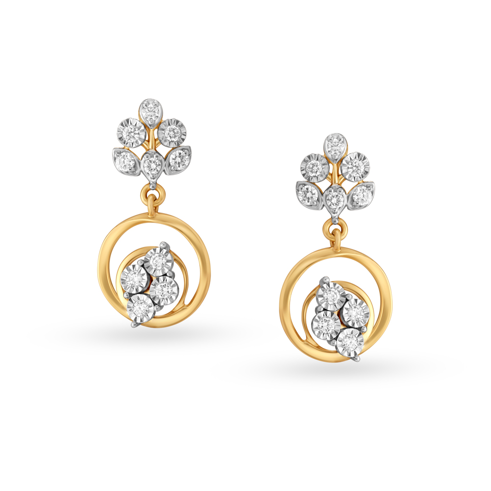 Glittering Floral Diamond Stud Earrings for Kids