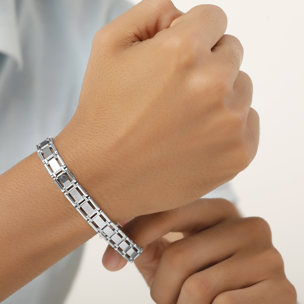925 Silver Bold Contemporary Bracelet for Men,,hi-res image number null
