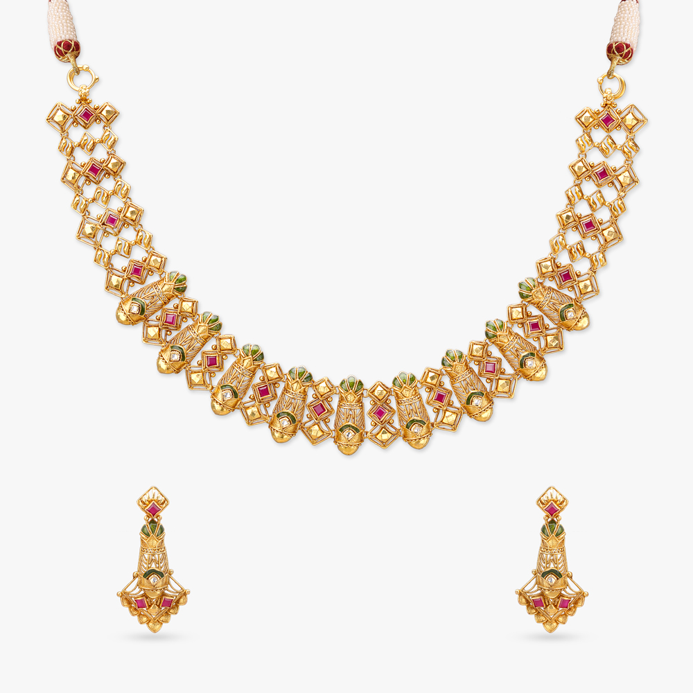 Royal Rosette Gold Necklace set,,hi-res image number null