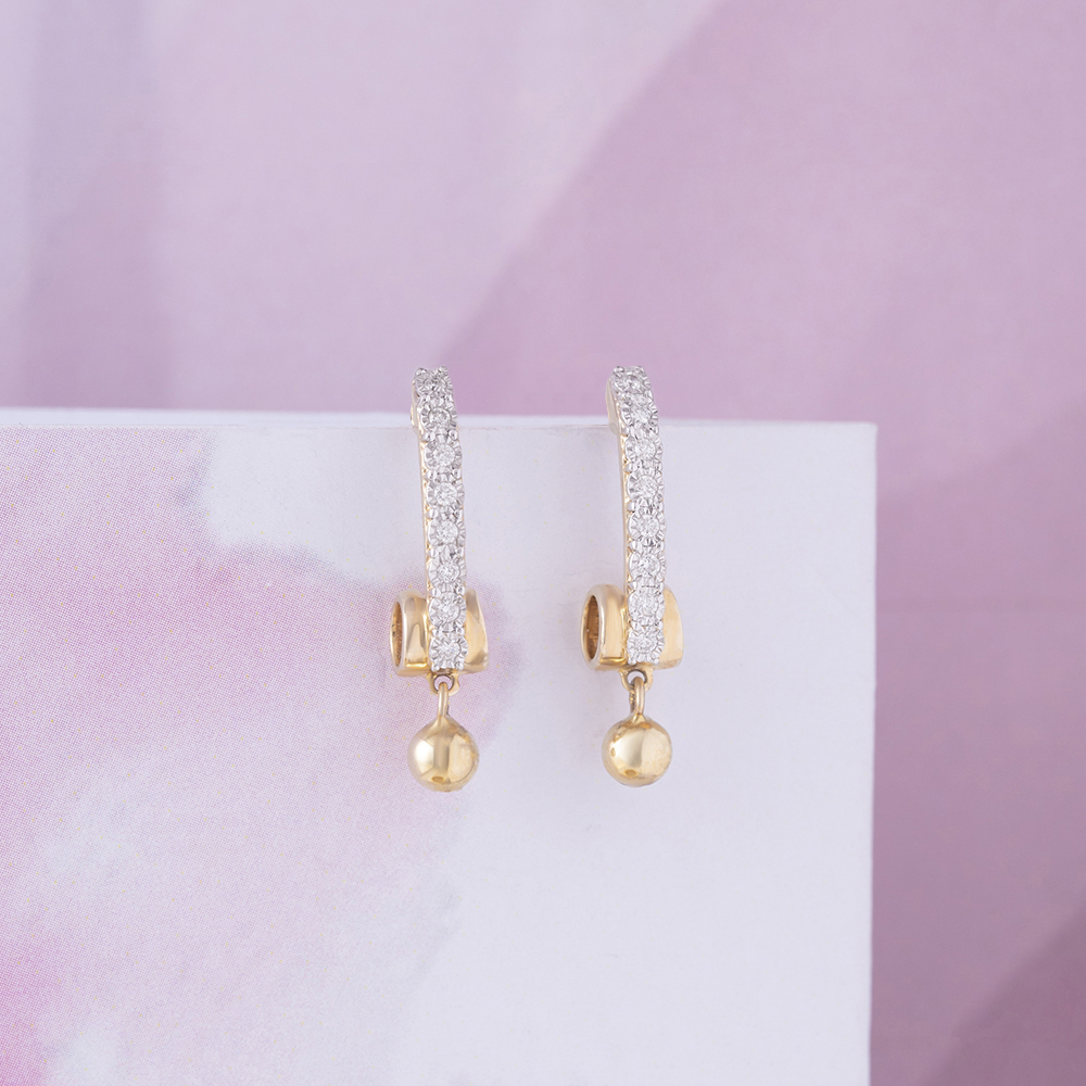 Dual Tone Gold & Diamond Drop Earrings,,hi-res image number null