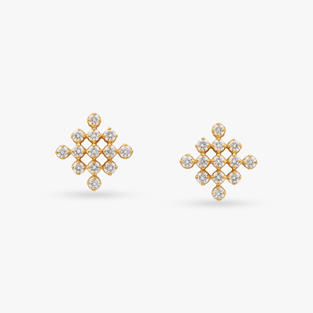Geometric Luxury Diamond Stud Earrings,,hi-res image number null
