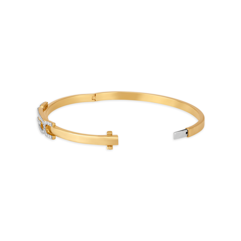 Sophisticated Gold and Diamond Openable Kada for men,,hi-res image number null
