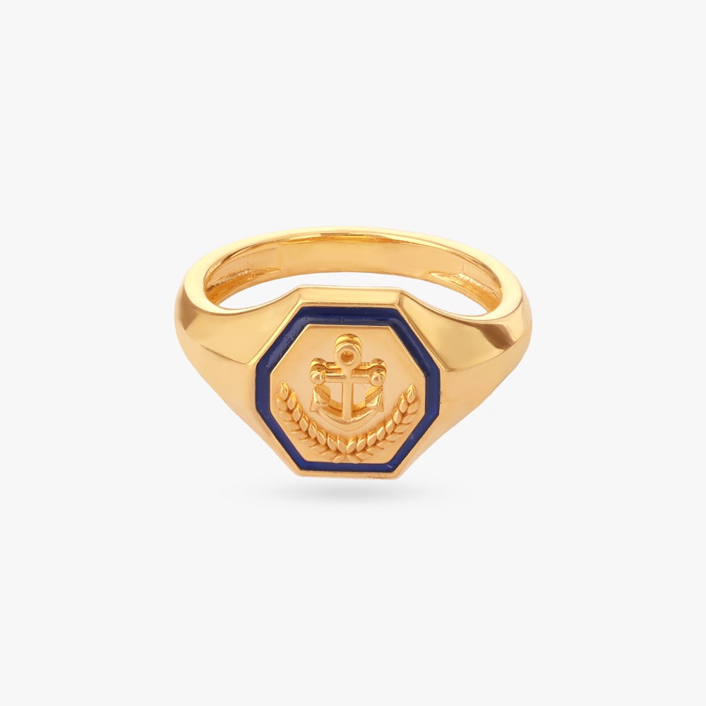 Nautical Emblem Gold Ring For Men,,hi-res image number null