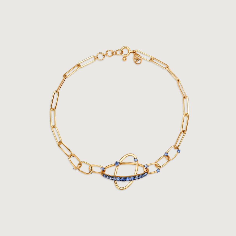 Blue Sapphire Orbit 14KT Bracelet,,hi-res image number null