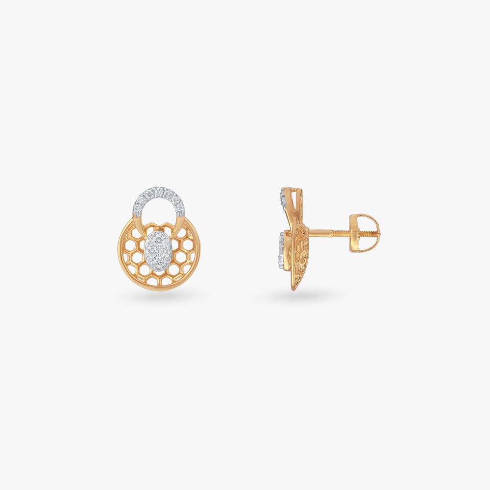 Radiant Honeycomb Diamond Stud Earrings,,hi-res image number null