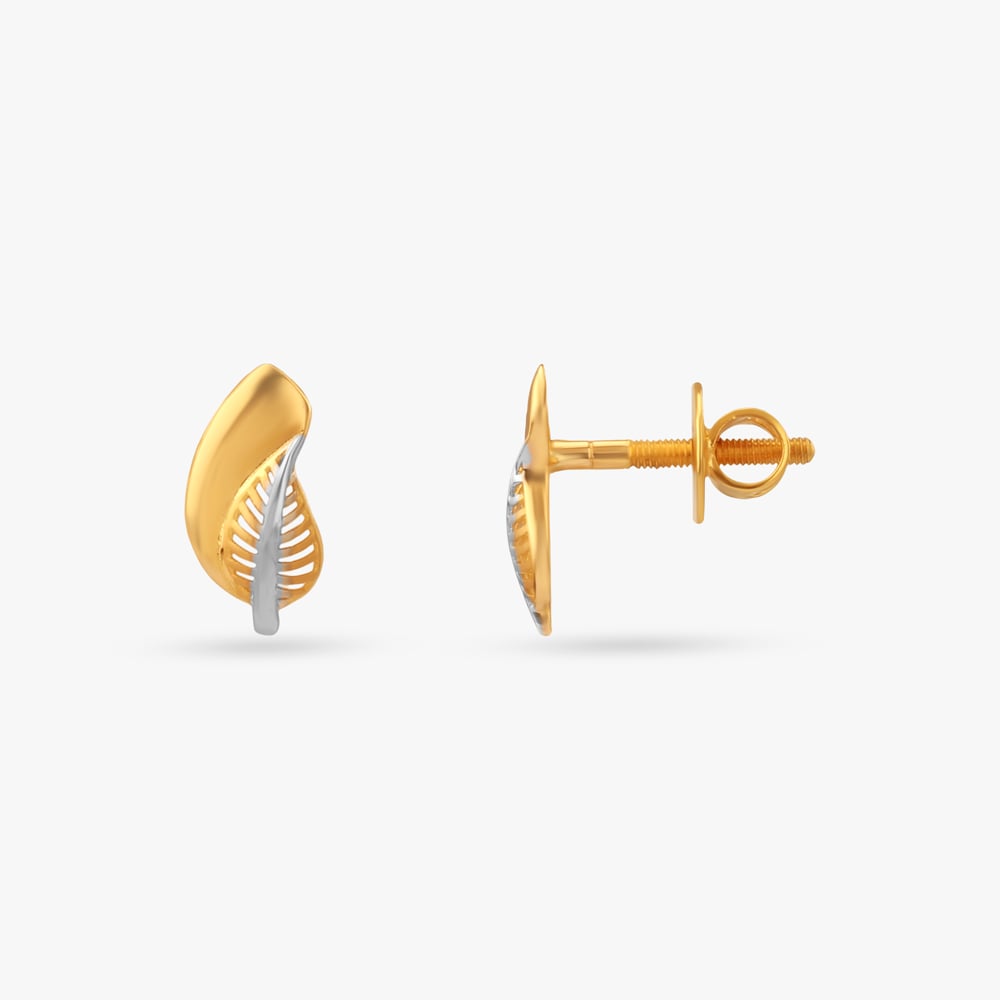 Gilded Leaf Gold Stud Earrings,,hi-res image number null