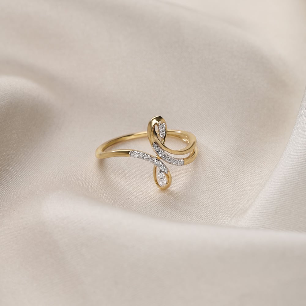 Flowing Sparkle 14 Kt Gold & Diamond Ring,,hi-res image number null
