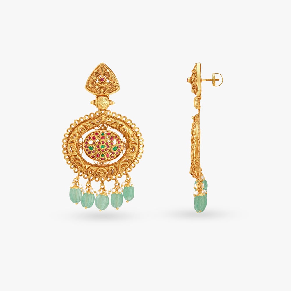 Sumptuous Layered Necklace Set with Nakashi and Kempu Work,,hi-res image number null
