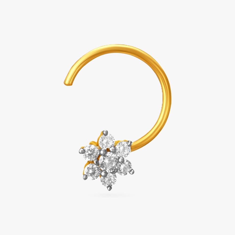 

Stunning Floral Seven Stone Diamond Nose Pin