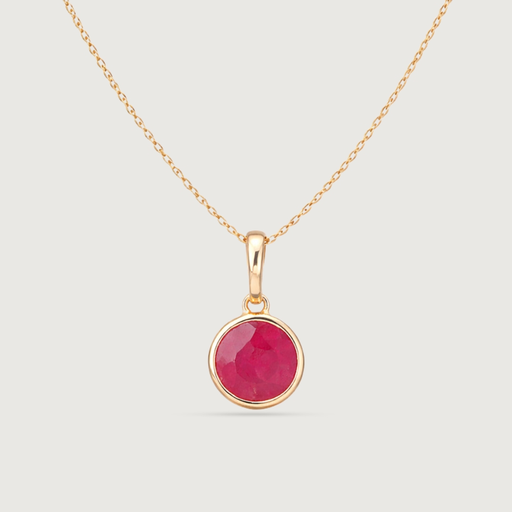 Structured Sleek Ruby Gold Pendant,,hi-res image number null