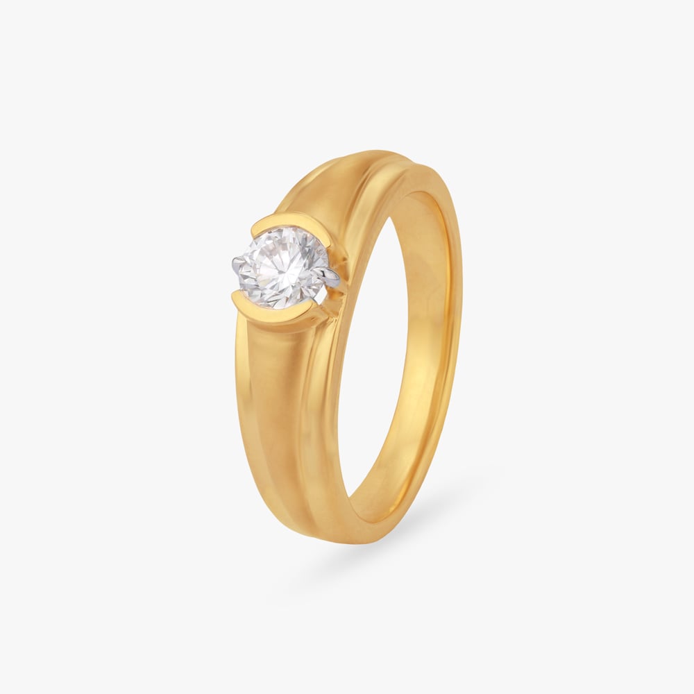 

Precision Crest Solitaire Ring for Men
