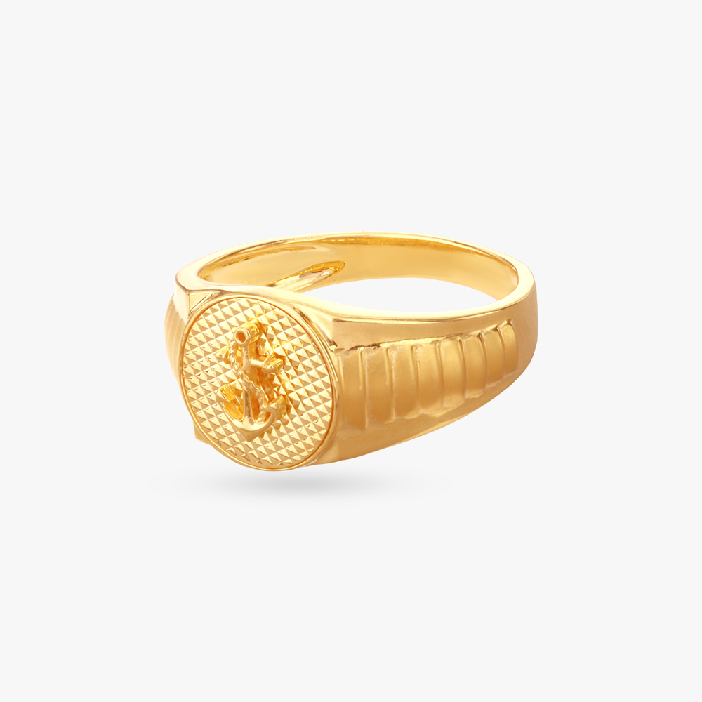 Anchor Spirit Gold Ring For Men,,hi-res image number null