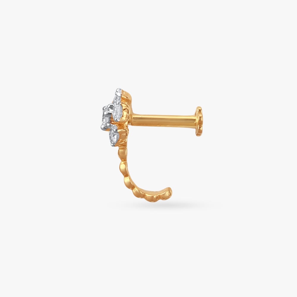 Curved Stem Diamond Nose Pin,,hi-res image number null