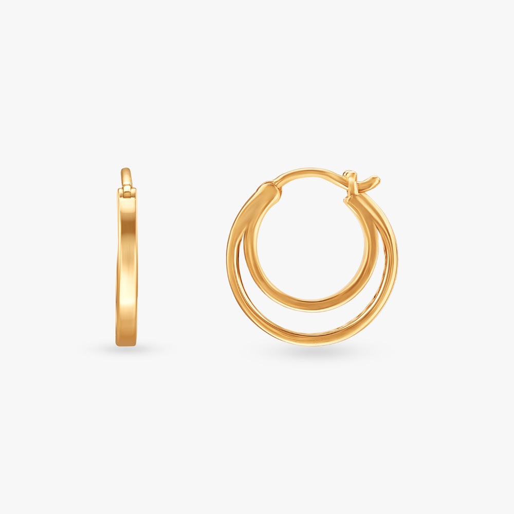 Twin Loop Gold Hoop Earrings,,hi-res image number null