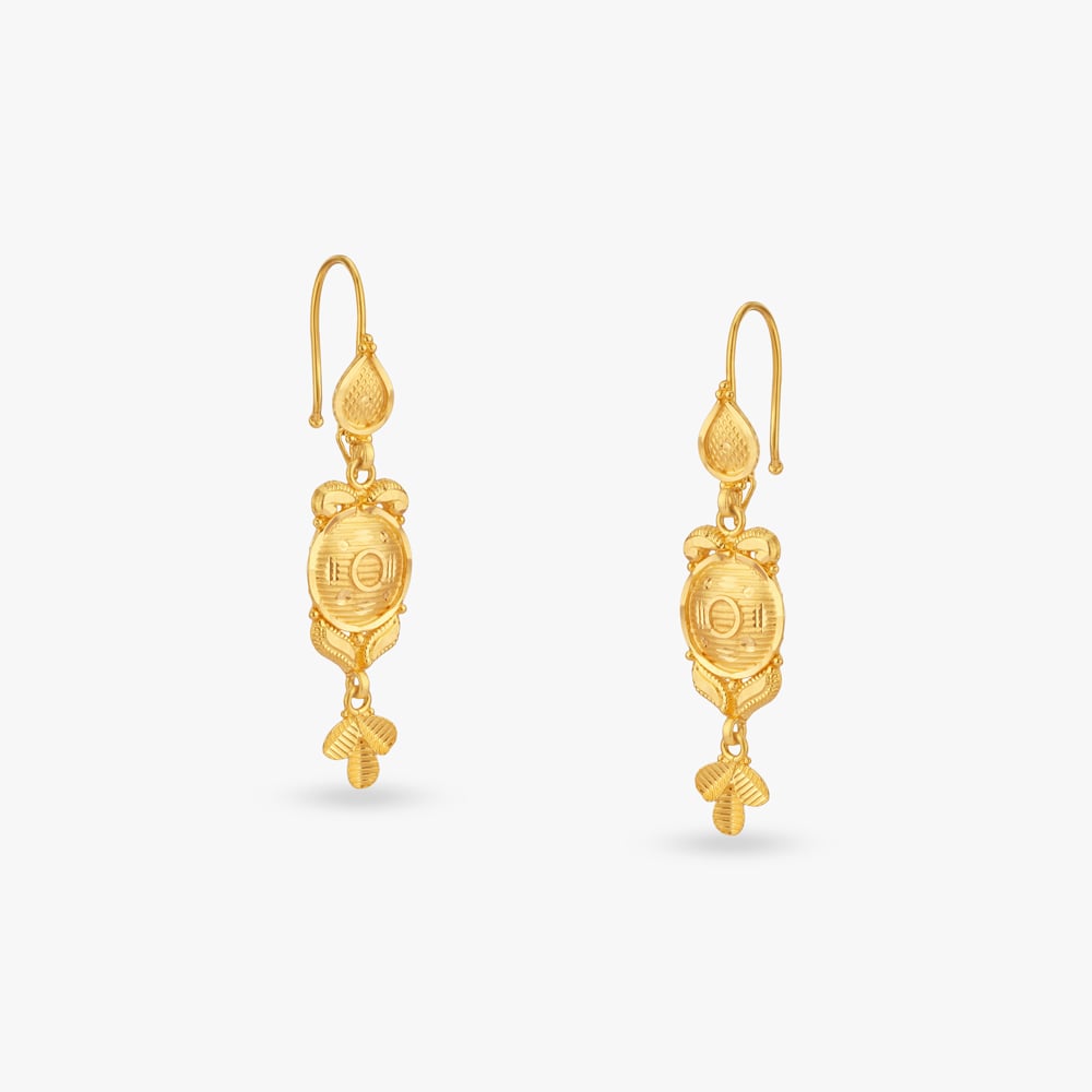 

Elongated Medallion Gold Hoop Earrings