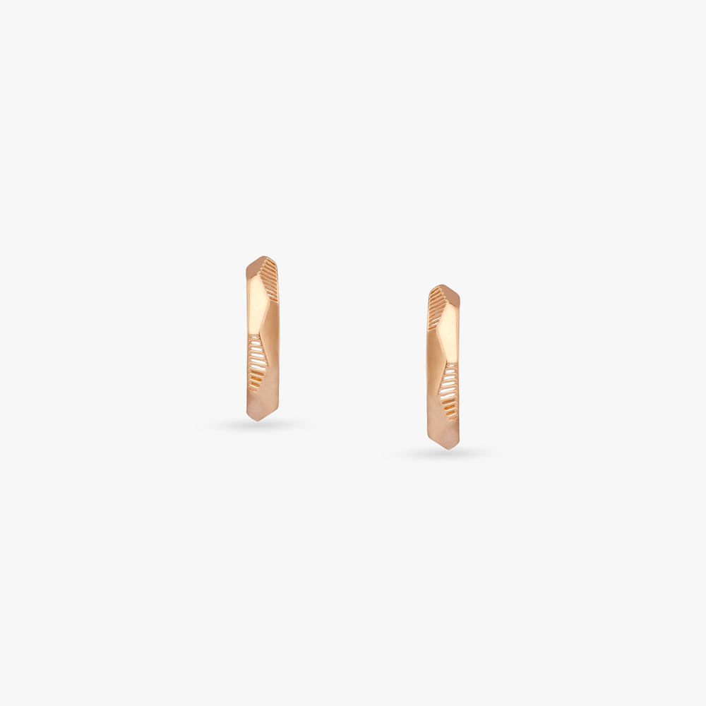 Sculpted Edge Gold Hoop Earrings,,hi-res image number null
