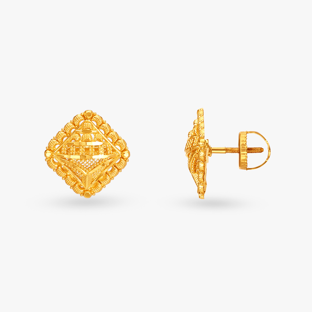 Rhombic Gold Pendant and Earrings Set,,hi-res image number null