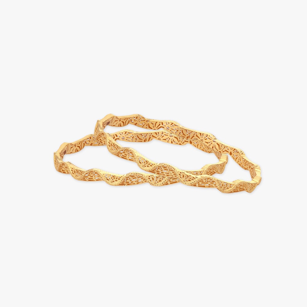Woven Wave Gold Bangles,,hi-res image number null