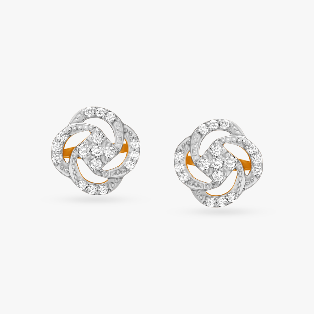 Floral Knot Diamond Stud Earrings,,hi-res image number null