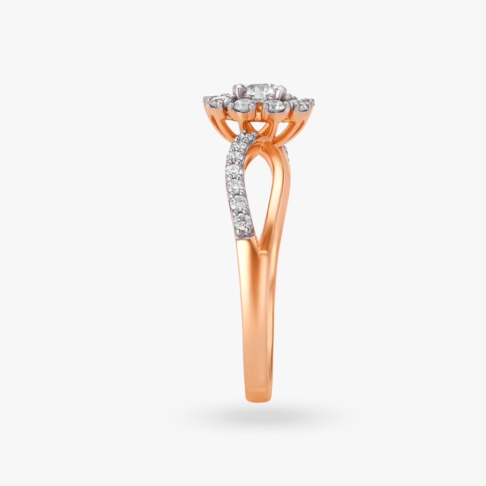 Radiant Floral Diamond Finger Ring,,hi-res image number null
