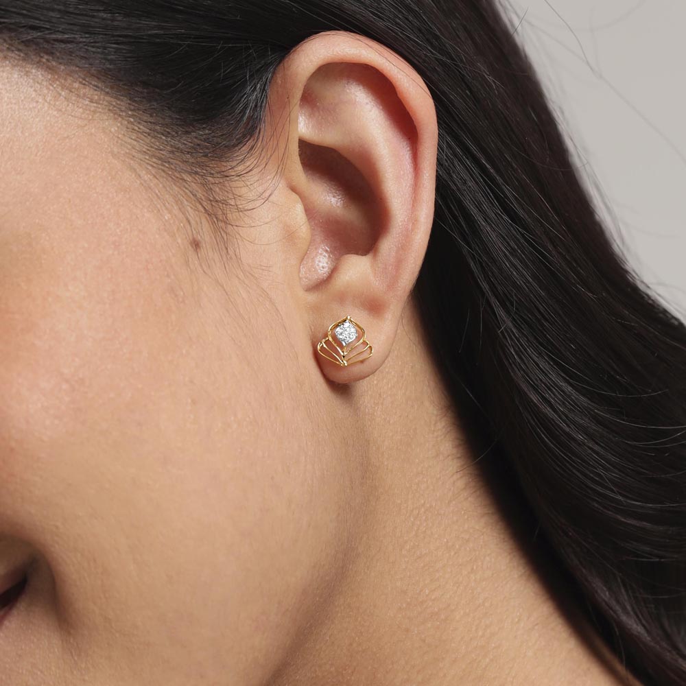 Dazzle Crest Diamond Stud Earrings,,hi-res image number null