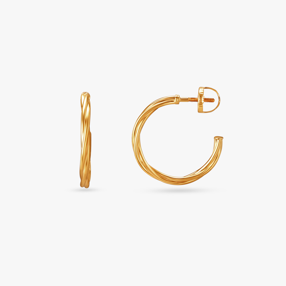 Refined Twist Gold Hoop Earrings,,hi-res image number null