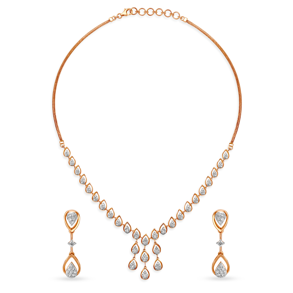 Ethereal Rose Gold And Diamond Teardrop Necklace Set,,hi-res image number null