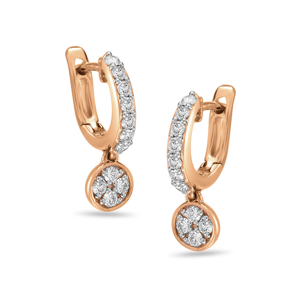 Round Bold Gold and Diamond Hoop Earrings