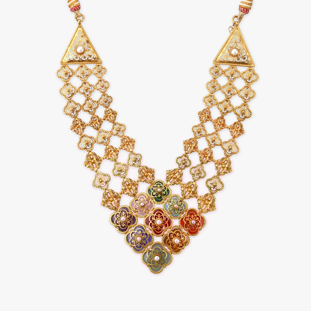 Ornate Navaratnam Gold Necklace Set,,hi-res image number null