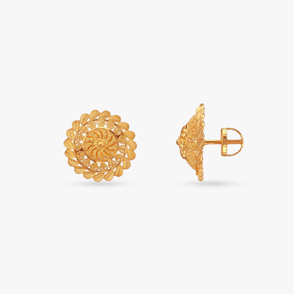 

Sunburst Glory Gold Stud Earrings