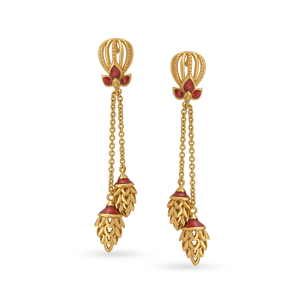 Enthralling Dangling Gold Drop Earrings,,hi-res image number null