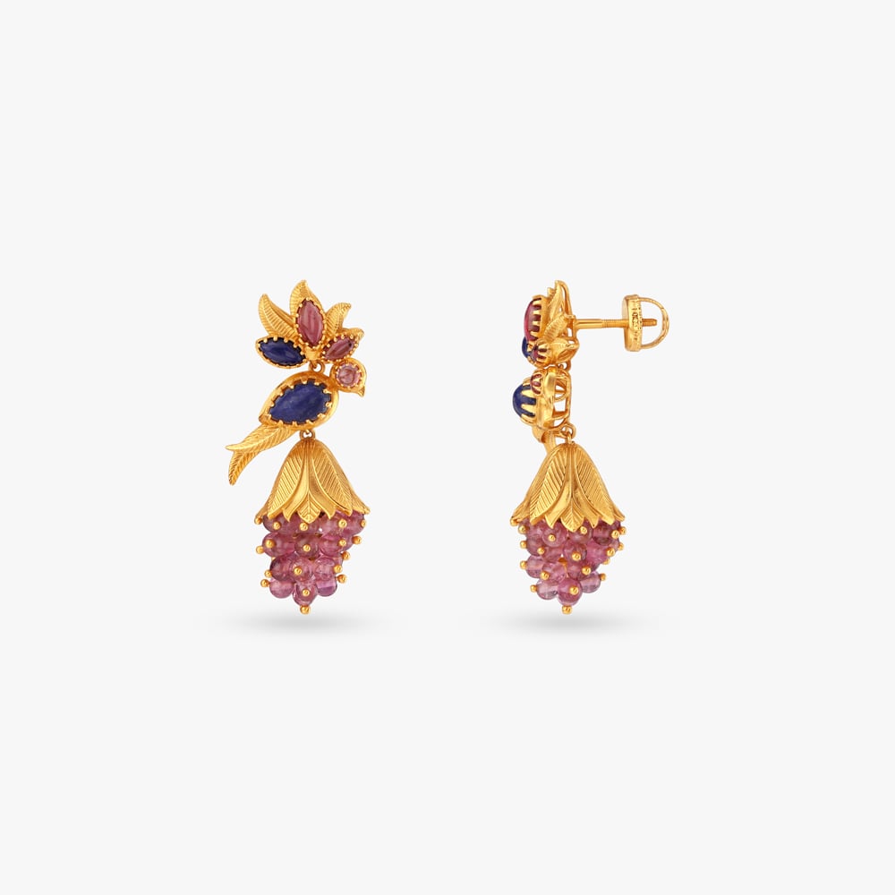 Indigo Orchard Gold Drop Earrings,,hi-res image number null