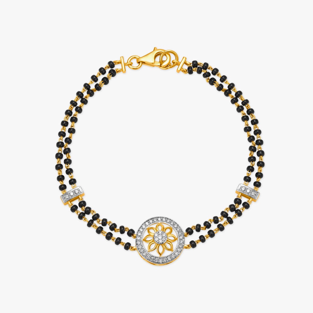 Mangalsutra Bracelet with Diamond and Black Beads