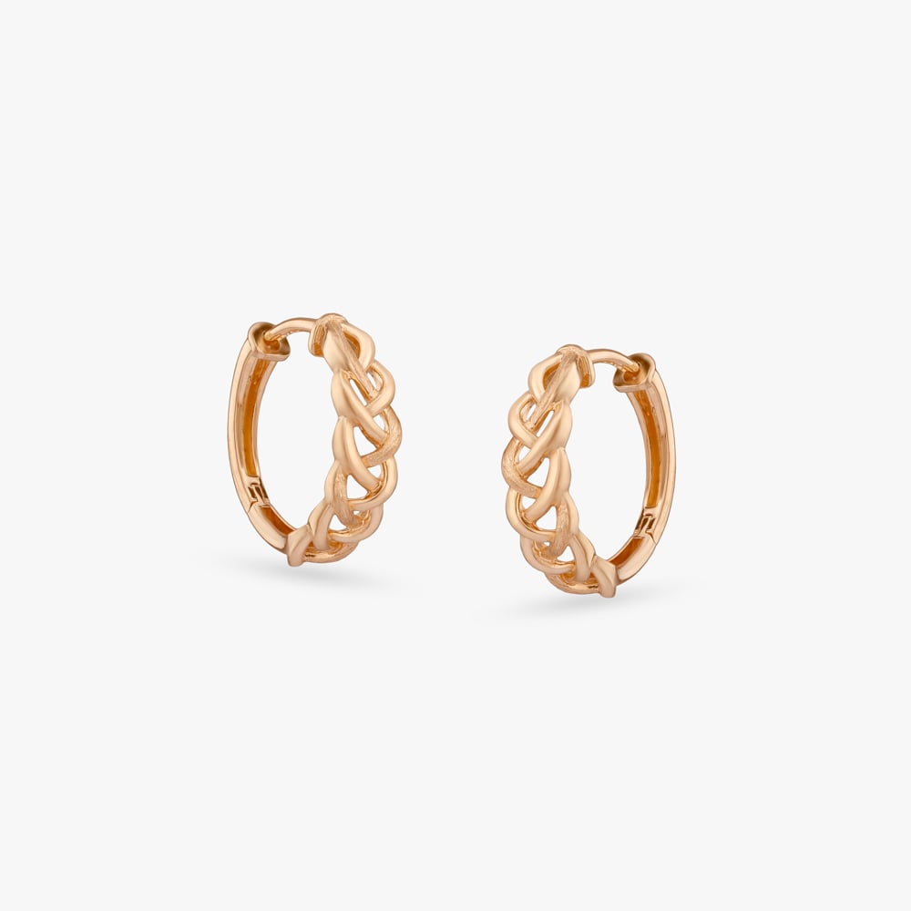 Braided Charm Gold Hoop Earrings,,hi-res image number null
