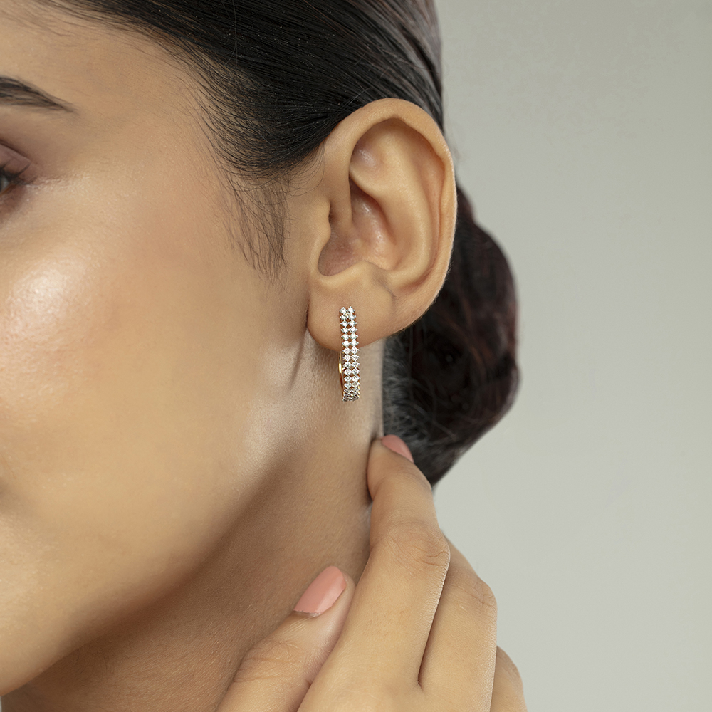 Luxe Drip Gold & Diamond Hoop Earrings,,hi-res image number null