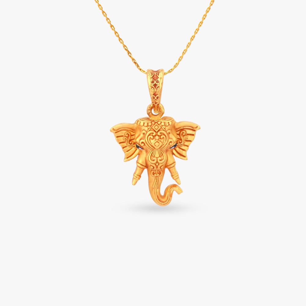 Ornate Tusker Gold Pendant,,hi-res image number null