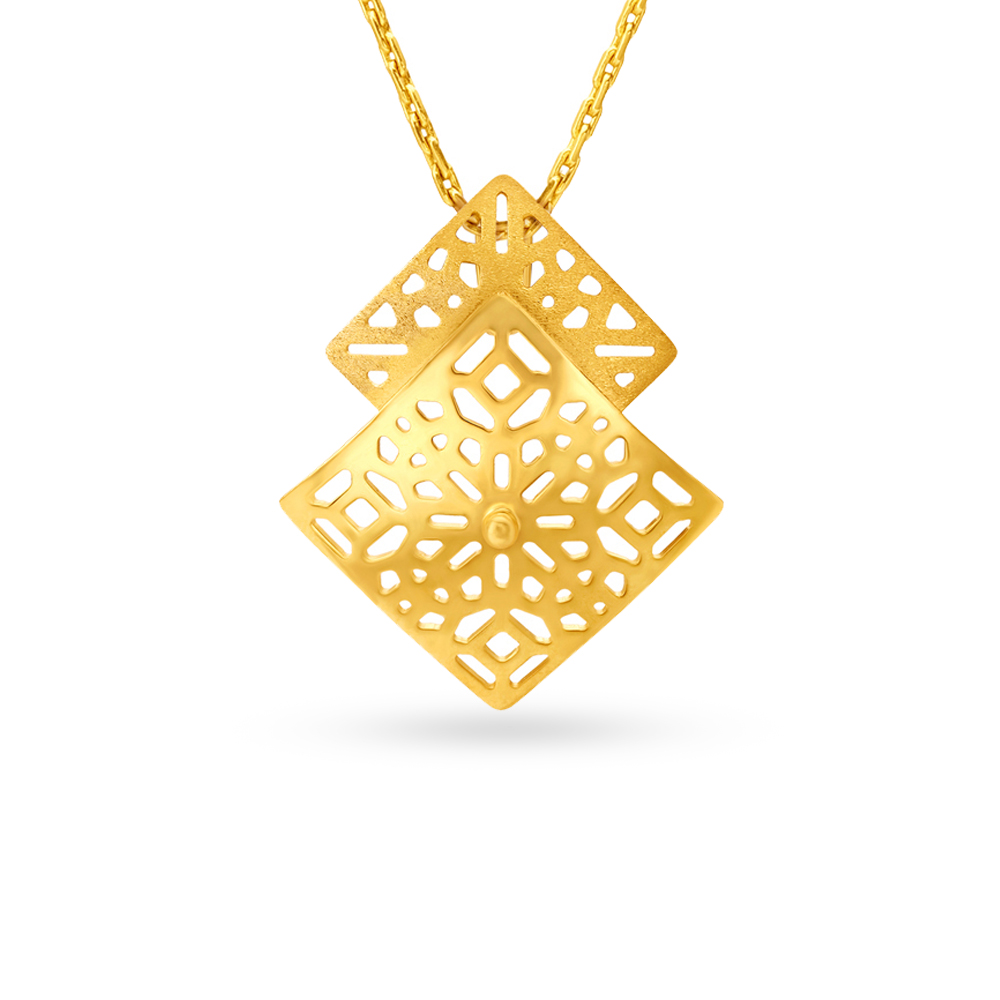 

Geometeic Mesh Gold Pendant and Earrings Set