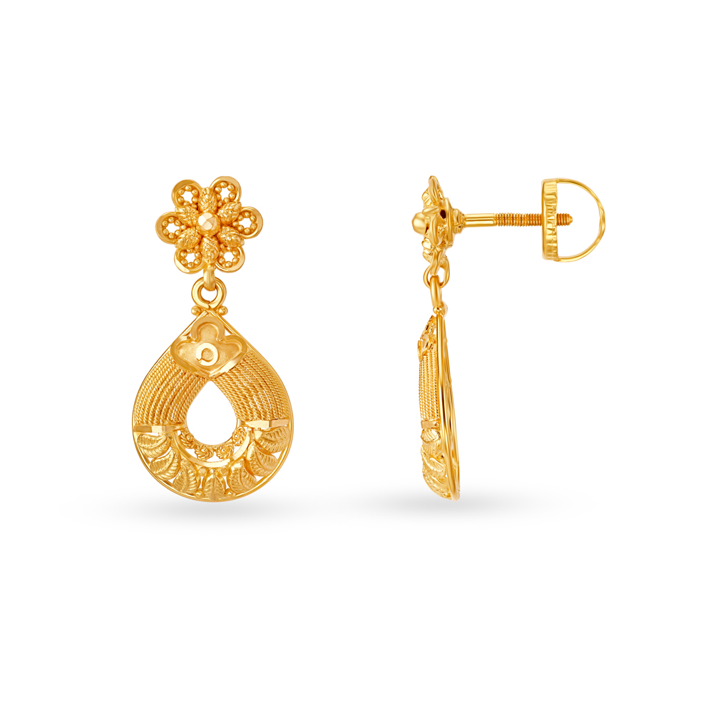 Floral Teardrop Drop Earrings,,hi-res image number null