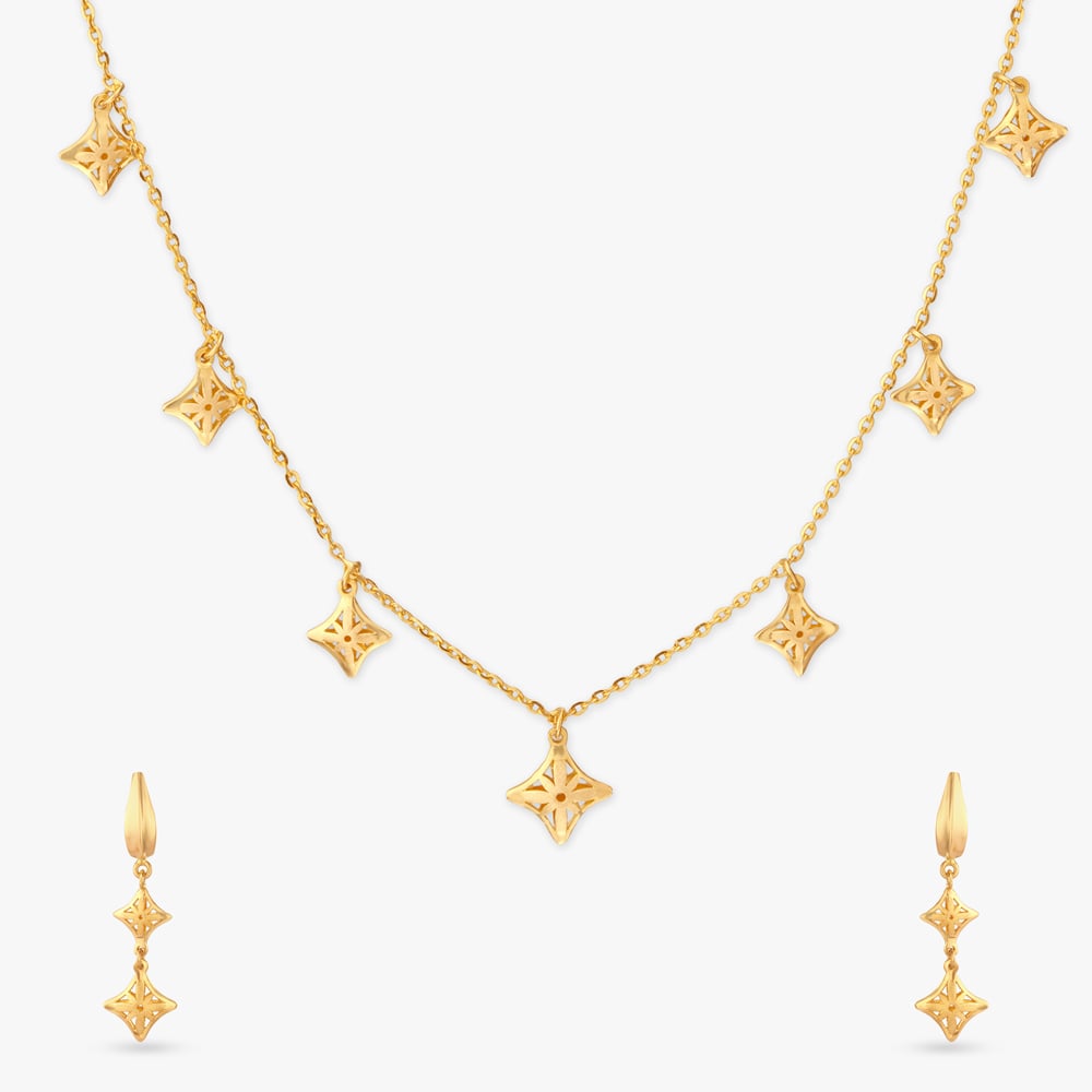 Celestial Grid Gold Necklace Set,,hi-res image number null
