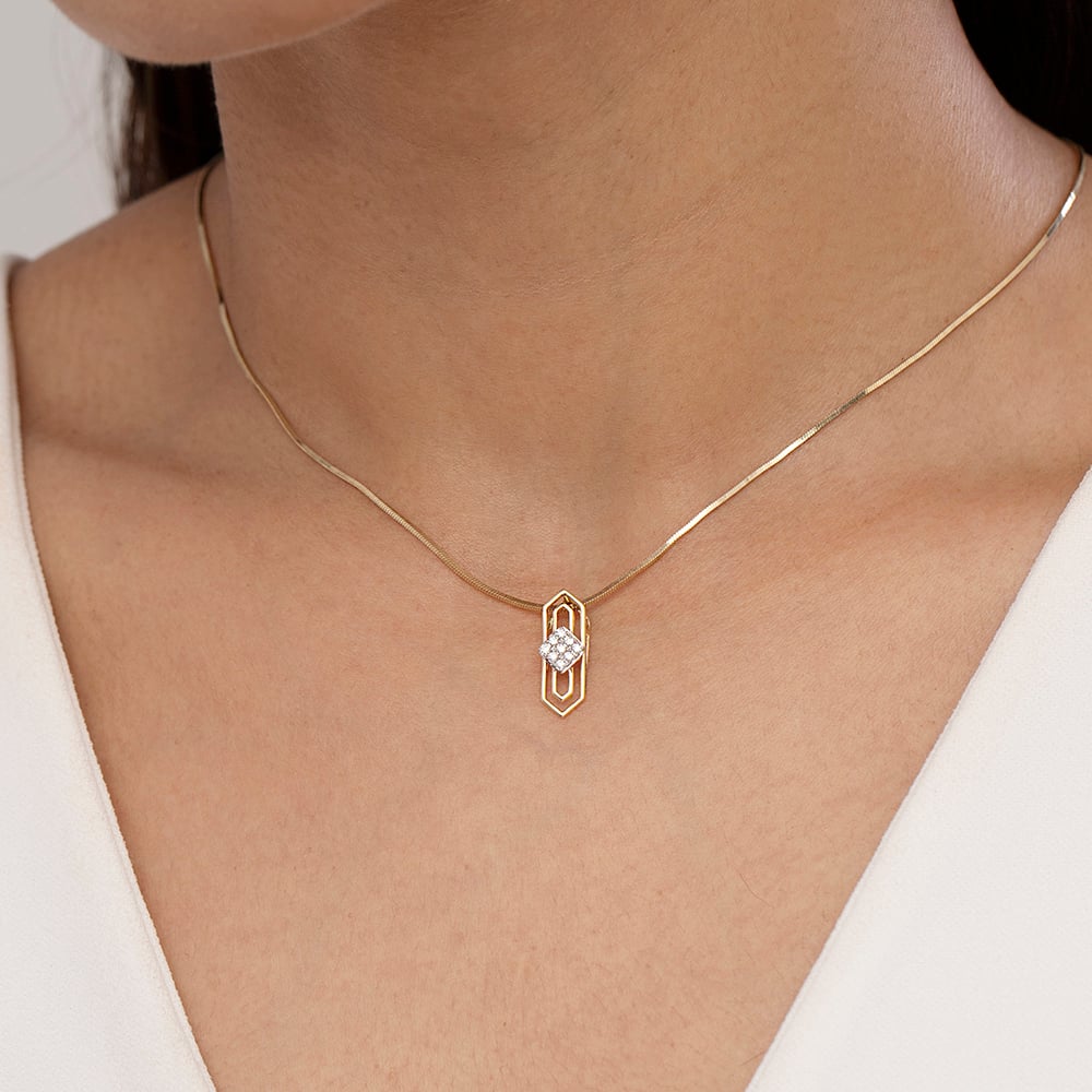 Prism Shield Gold & Diamond Pendant,,hi-res image number null