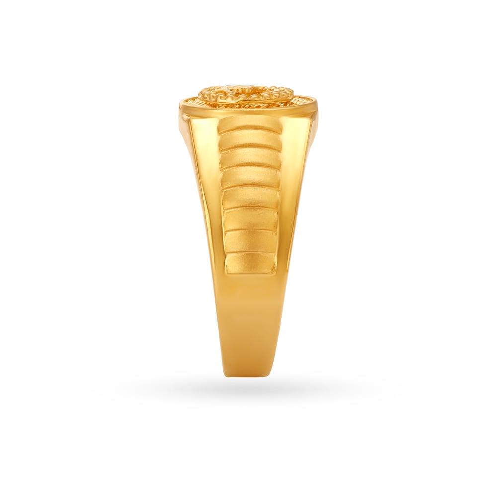 Om Carved Gold Finger Ring For Men,,hi-res image number null