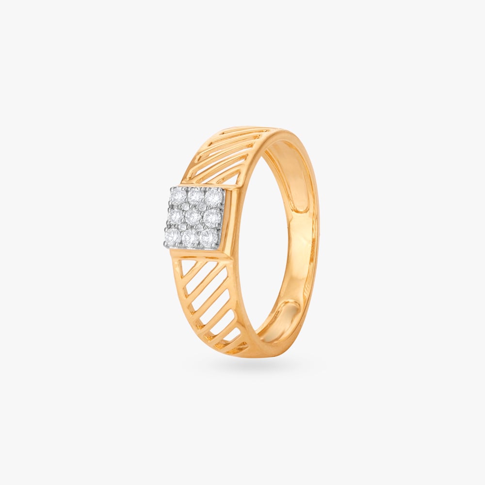 Contemporary Grid Diamond Finger Ring for Men,,hi-res image number null