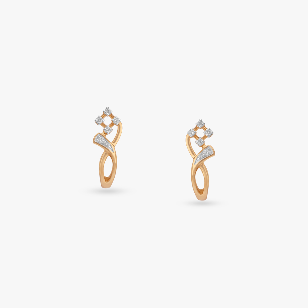 Crossed Flow Diamond Hoop Earrings,,hi-res image number null