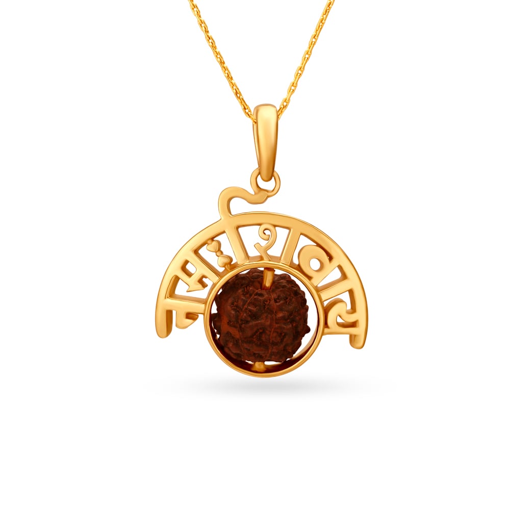 Om Namah Shivay Rudraksh Gold Pendant