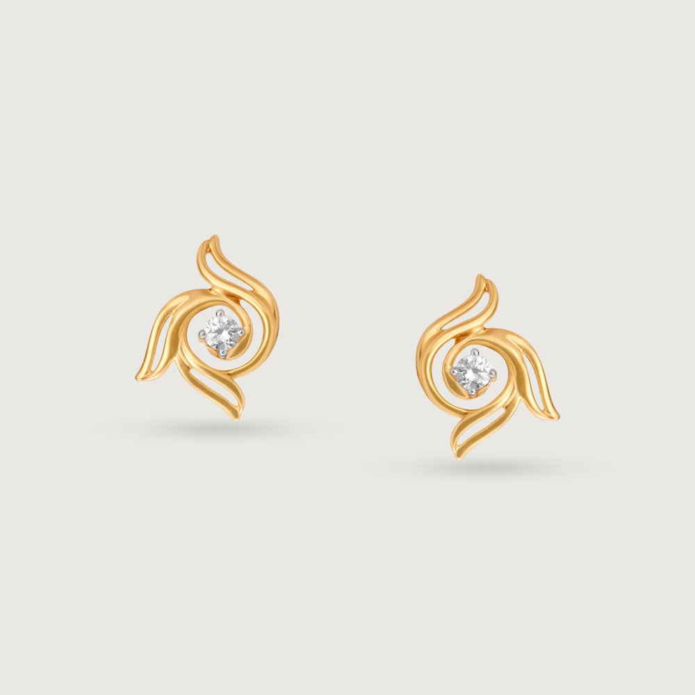 Petal Radiance 14 Kt Gold & Diamond Stud Earrings,,hi-res image number null