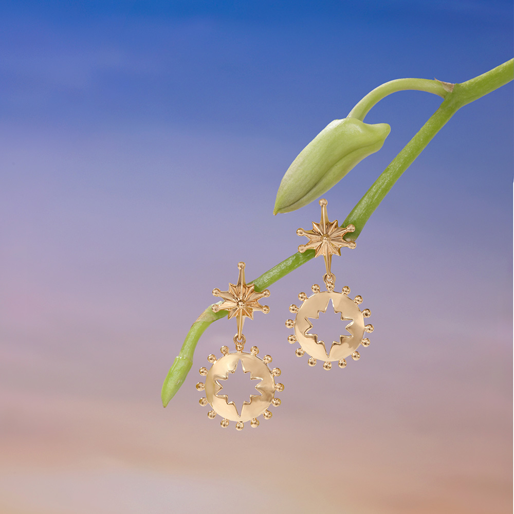 Radiant Sunburst Gold Drop Earrings,,hi-res image number null