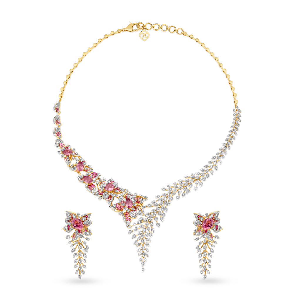 Exquisite Diamond and Sapphire Necklace Set